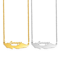 Anniyo 4CM Stainless Steel Curacao Map Pendant and Necklaces Gold Color/Silver Color Charm Jewellery for Women Girls @230621