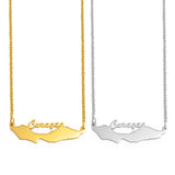 Anniyo 4CM Stainless Steel Curacao Map Pendant and Necklaces Gold Color/Silver Color Charm Jewellery for Women Girls @230621