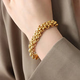 Stainless Steel Crawler Necklace Bracelet For Women 18k Gold Plated Imitation Pearl Tassel Charm Women's Necklaces Bracelets Set