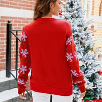 Large Size 3XL Christmas Santa Print Women's Knit Sweater Full Sleeve Loose Knitwear Warm Soft Jumpers Female Xmas Look Pullover