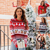 2025 New Trendy Lazy Style Printed Flannel Casual Pullover Christmas Knit Sweater For Women Autumn/Winter Knitted Sweater
