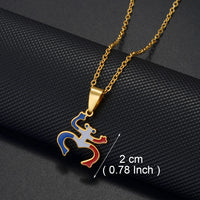 Anniyo(1Piece)Puerto Rico Map Flowers Masks Traditional Symbol PR Frog Necklaces For Women Girls Stainless Steel Jewelry #520462