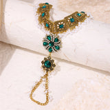 Middle Easten Popular Flower Bracelets Alloy With Turquoise Ring One-piece Bracelets Bohemian Style Handmade Jewelry