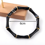 3pcs Leopard Acrylic Bamboo Women's Hand Bracelets Retro Stack Thin Tube Beaded Elastic Bracelet Bangle Couple Jewelry Gift