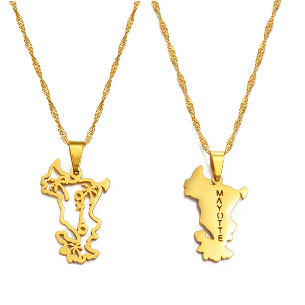 Anniyo 2.5cm Mayotte Pendant Necklaces for Women Girls Mamoudzou Mahore Jewelry @243821