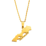 Anniyo Morocco Map Pendant Necklaces Ethnic Jewelry Stainless Steel Le Royaume du Maroc #313521
