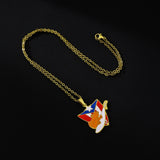 2024 New fashion stainless steel vintage dripping stainless steel Puerto Rico flag pendant necklace temperament everything colla