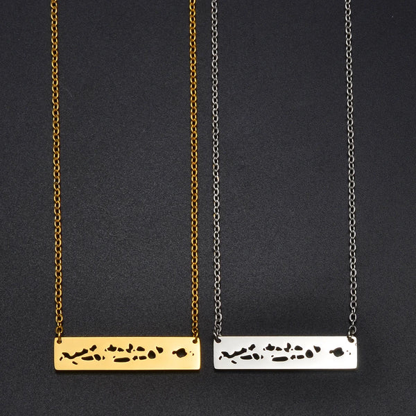 Anniyo Maldives Map Pendant Necklaces for Women Girls Maldivian Stainless Steel Jewelry #319901