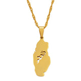 Anniyo Qatar Country Map Pendant Necklaces for Women Girl Qatari Jewelry  #030021
