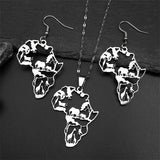 New fashion African map animal logo hollow stainless steel earrings pendant necklace set accessories temperament everything coll