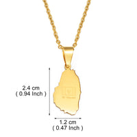 Anniyo 2.4CM ST.Vincent Map Flag Pendant Necklaces Saint Vincent Ethnic Jewelry Stainless Steel #004062