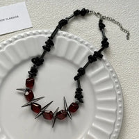 Luxurious Multi-Layer Red Beaded Flower Tassel Necklace Fashionable Choker High-End Clavicle Chain Jewelry Accessory