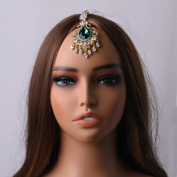 New full of diamonds Indian traditional headgear European and American exotic performances Rhinestone eyebrow pendant hair chain