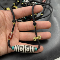 Black And White Dzi Clavicle Tibetan Old Agate Necklace Sweater Chain