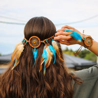 Fashion Boho Style Feather Headband Hairpiece Beads Feather Headdress Handmade Girls Hair Accessories High Quality