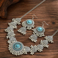 New Vintage Jewelry Sets Metal Beads Tassel Choker Necklace Earrings Set For Women Bijoux Statement Collar Necklaces Set