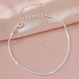 LATS Shiny Sparkling Simple Anklet for Women Gold Silver Color Elegant Jewelry Female Beach Ankle Bracelet on Foot Party Gift
