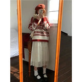 Retro Loose Casual Thickened Christmas New Year Geometric Pattern Women's Sweater Crew Neck Pullover Knitwear from Mainland Chin