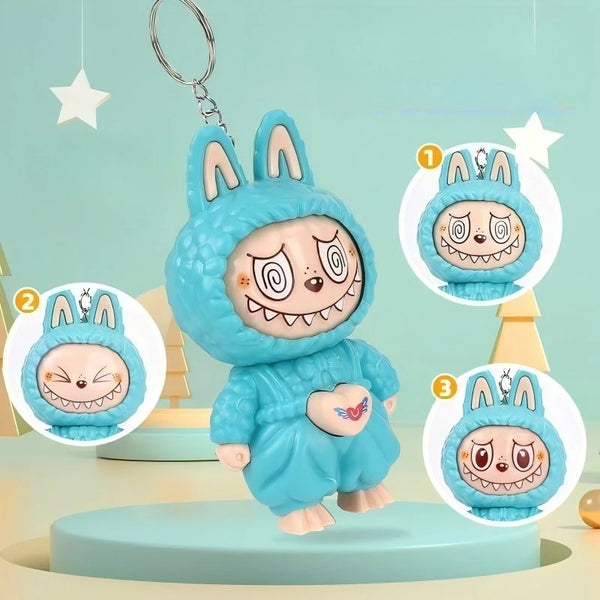 Rab face-changing doll animation keychain, student bag pendant, tabletop ornaments, children's toys, gifts