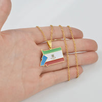 Anniyo Equatorial Guinea Map Pendant Necklaces Stainless Steel Jewelry #003562