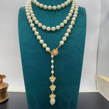 Luxury Vintage Baroque long pearl fringe necklace French delicate elegant colorful rhinestones wedding party jewelry accessories
