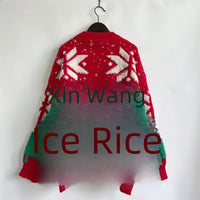 Women's Jacquard Round Neck Long Sleeve Thickened Knit Pullover Christmas Tree Design Autumn/winter New Style Sweater