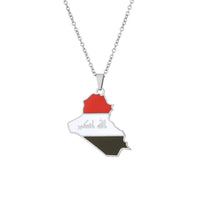 Stainless steel Iraq map necklace men's and women's famous style couple titanium steel necklace cross-border matching accessorie