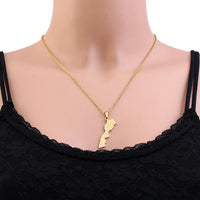Stylish stainless steel Moroccan map with city pendant necklace lovers style style style personality collarbone chain accessorie