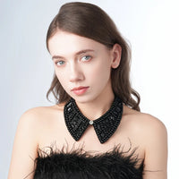 Pearl Beaded Lace Trim Collar Ribbons Women Necklace Wedding Jewelry for Clothes Dress  Beads Crystal Collar Wedding Jewelry