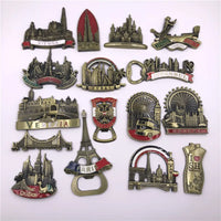 Metallic Fridge Magnets of European Countries Resorts Bottle Opener Famous Landmarks Magnetic Stickers for Message Board Decor