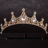 1Pc Golden Baroque Crystal Tiaras And Crowns For Women Bride Rhinestone Prom Diadem Headband Bridal Wedding Hair Accessories