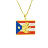 2024 New fashion stainless steel Puerto Rico Flag necklace for women and men couples ethnic style accessory collarbone chain ann