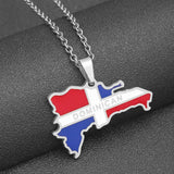 2024 New fashion Dominican map Titanium steel pendant necklace men and women's stainless steel couple necklace