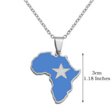 3CM Hip-Hop Africa Map Pendant Necklaces Stainless Steel Jewelry Kenya Mali Senegal Somalia Ghana Sierra Leone Liberia #350221