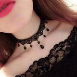 New Sexy Gothic Chokers Crystal Black Lace Neck Choker Necklace Vintage Victorian Women Chocker Steampunk Jewelry