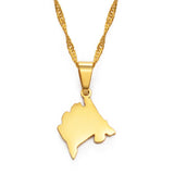 Anniyo Mini Montenegro Map Pendant Necklaces for Women Girls Small Size Jewelry Stainless Steel Necklaces #149521