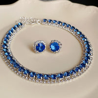 Fashionable Square Earrings Necklace Set Luxury Lightweight Clavicle Chain Personalized High-end Neckwear Women Shapepattern