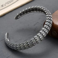 Personality Dragon Scale Bracelet Men's Trend Fashion Retro Chinese Style Reverse Scale Viper Opening Bangles Cuff Jewelry