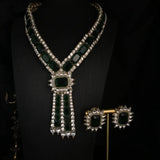 Emerald rhinestone exquisite fashion necklace earrings full of diamond high-end sweater chain earrings medieval all-match jewelr