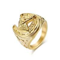 Vintage Horse Head and Horseshoe Rings 20MM Width Stainless Steel Finger for Men Punk Jewelry