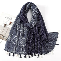 Ethnic Printed Cotton Hijab Viscose Tassels Scarf For Muslim Woman Hijabs Shawls Lady Soft Long Wraps Islim Headband Turban