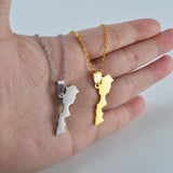 Anniyo Morocco Map Pendant Necklaces for Women Men,Ethnic Jewelry Stainless Steel Le Royaume du Maroc @313621