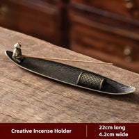 Creative Incense Holder Boat Fishing Men Insence Burner Sandalwood Incense Sticks Burners Aromatherapy Ornament Tea Room Decor