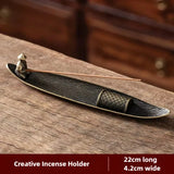 Creative Incense Holder Boat Fishing Men Insence Burner Sandalwood Incense Sticks Burners Aromatherapy Ornament Tea Room Decor
