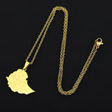 2024 New fashion stainless steel Ethiopia map with city necklace for women and men couples ethnic style accessory collarbone cha