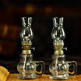 1 Retro Kerosene Candle Holder Windproof Oil Lamp with Glass Cover, Suitable for Emergency Lighting and Indoor Decoration