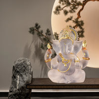 Lord Ganesha Statues Hindu Elephant God Sculpture,Resin Indian Ganesha Idol Buddha Figurine Good Luck Success Transparent Statue