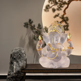 Lord Ganesha Statues Hindu Elephant God Sculpture,Resin Indian Ganesha Idol Buddha Figurine Good Luck Success Transparent Statue