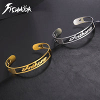 Name Custom Bangle Personalized Bracelet Family Cuff Kid Boy Gift For Men Father Women Couple Gold Color Stainless Steel Jewelry
