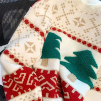 New Autumn and Winter Christmas Red Sweater Loose Lazy Style Thickened Knitted Bottoming Shirt Top